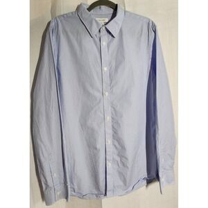 Calvin Klein Men's  Extra-Fine Cotton Slim Fit Dress Shirt, Blue‎ Pinstripe Sz L
